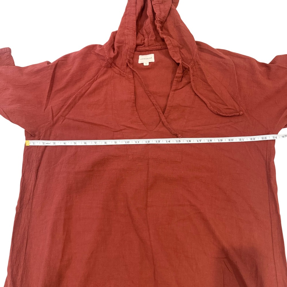 Honorine Rust Cotton Gauze Hooded Tunic Dress Resort Beach Cover Up Size S - Picture 6 of 7
